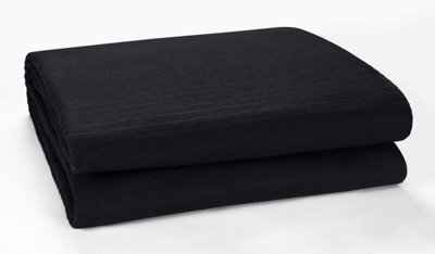 Classic Rib Cotton Throw, Sofa Bed Throw - 150 X 200 Cm Fits Most 2 Seater Sofas Settee Arm Chair & Single Bed, Black - image 1