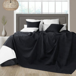 Classic Rib Cotton Throw, Sofa Bed Throw - 150 X 200 Cm Fits Most 2 Seater Sofas Settee Arm Chair & Single Bed, Black - thumbnail 2