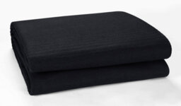 Classic Rib Cotton Throw, Sofa Bed Throw - 150 X 200 Cm Fits Most 2 Seater Sofas Settee Arm Chair & Single Bed, Black