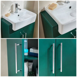 Homestylestore 550mm Dark Green Floorstanding Bathroom Vanity Unit And Chrome T Bar Handle - thumbnail 2