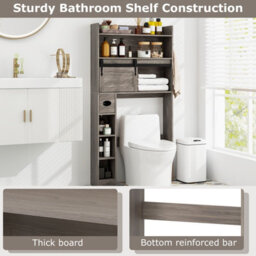 Costway Over The Toilet Storage Cabinet Bathroom Organizer Toilet Rack - thumbnail 6