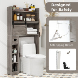 Costway Over The Toilet Storage Cabinet Bathroom Organizer Toilet Rack - thumbnail 9