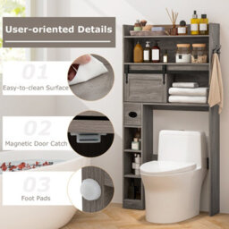 Costway Over The Toilet Storage Cabinet Bathroom Organizer Toilet Rack - thumbnail 8