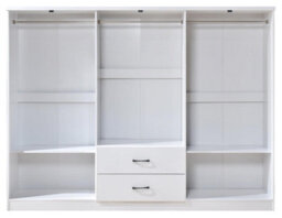 Swish Furniture White 6 Door 2 Drawer Mirrored Wardrobe Black Handles Paddington Clothes Rail - thumbnail 3