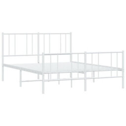 Berkfield Metal Bed Frame With Headboard And Footboard White 135X190 Cm 4Ft6 Double - thumbnail 5