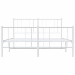 Berkfield Metal Bed Frame With Headboard And Footboard White 135X190 Cm 4Ft6 Double - thumbnail 6