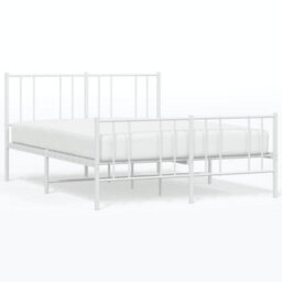 Berkfield Metal Bed Frame With Headboard And Footboard White 135X190 Cm 4Ft6 Double - thumbnail 2