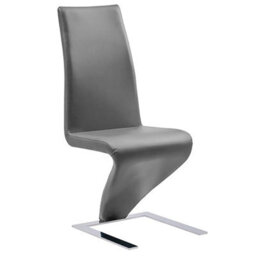 Furniture in Fashion Demi Z Grey Faux Leather Dining Chairs With Chrome Feet In Pair - thumbnail 2