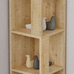 Decortie Piano Modern Corner Bookcase Shelving Unit Tall Display Unit Corner Shelf Oak 158.9Cm - thumbnail 6