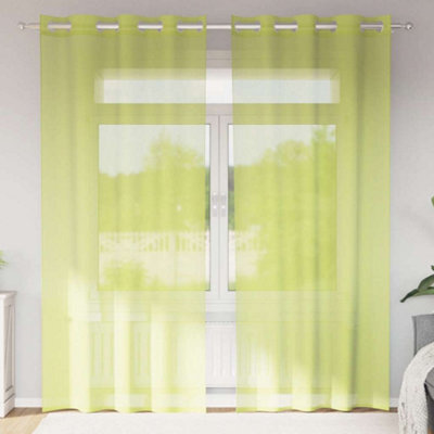 Berkfield Voile Curtains With Grommets 2 Pcs Apple Green 140X245 Cm - image 1