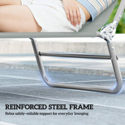 Outsunny Sun Lounger Foldable Reclining Chair With Headrest Light Grey - thumbnail 7