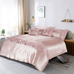 Homes & Linen Aisha Embroidered Pink Duvet Cover Set Luxury Microfiber Polyester Bedding With Pillowcases