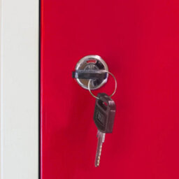3 Door Metal Storage Lockers, Flatpacked Red X Grey - thumbnail 3