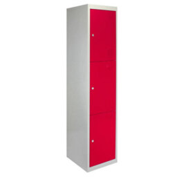3 Door Metal Storage Lockers, Flatpacked Red X Grey