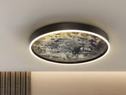 Luminosa Lighting Luminosa Stone 60Cm Integrated Led Semi Flush Ceiling Light Black 3000-6000K - Uk Stock