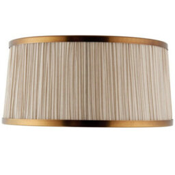 "13"" Luxury Round Tapered Lamp Shade Beige Pleated Organza Fabric & Antique Brass"