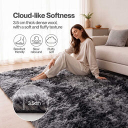 Marlow Rug Fluffy Plush Shaggy Soft Carpet For Living Room Floor Mat,grey - thumbnail 5