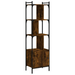 Berkfield Bookcase With Door Smoked Oak 44.5X30X154.5 Cm Engineered Wood - thumbnail 2