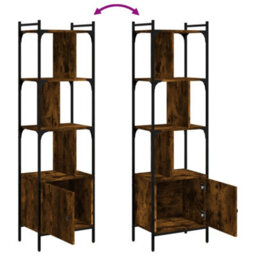 Berkfield Bookcase With Door Smoked Oak 44.5X30X154.5 Cm Engineered Wood - thumbnail 7