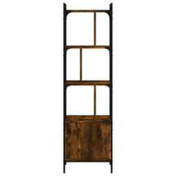 Berkfield Bookcase With Door Smoked Oak 44.5X30X154.5 Cm Engineered Wood - thumbnail 4