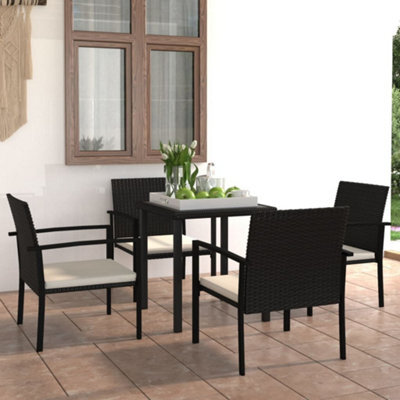 Berkfield 5 Piece Outdoor Dining Set Poly Rattan Black - image 1