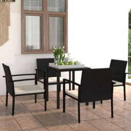 Berkfield 5 Piece Outdoor Dining Set Poly Rattan Black