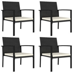 Berkfield 5 Piece Outdoor Dining Set Poly Rattan Black - thumbnail 6
