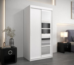 Arte Modern White Roma I Sliding Door Wardrobe W1000mm H2000mm D620mm Mirrored Sleek Storage Solution - thumbnail 2