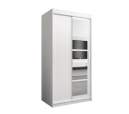 Arte Modern White Roma I Sliding Door Wardrobe W1000mm H2000mm D620mm Mirrored Sleek Storage Solution - thumbnail 1