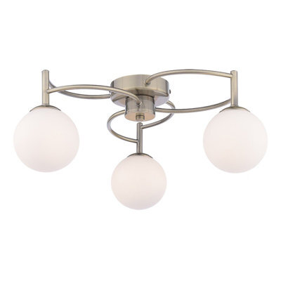 Pagazzi Lighting Pagazzi Rosa 3-Light Antique Brass Semi-Flush Ceiling Light - image 1