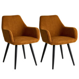 Beliani Set Of 2 Dining Chairs Mori Corduroy Orange - thumbnail 4