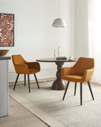 Beliani Set Of 2 Dining Chairs Mori Corduroy Orange - thumbnail 2