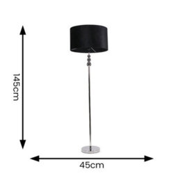 Valuelights Marissa Chrome Stacked Ball Floor Lamp With Black Velvet Shade - thumbnail 5