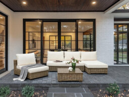 Beliani Garden Lounge Set With Table 4 Seater Varallo Left Hand Modular Rattan Grey - thumbnail 2