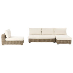 Beliani Garden Lounge Set With Table 4 Seater Varallo Left Hand Modular Rattan Grey - thumbnail 6