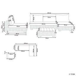 Beliani Garden Lounge Set With Table 4 Seater Varallo Left Hand Modular Rattan Grey - thumbnail 3