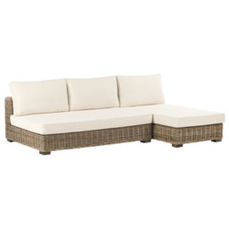 Beliani Garden Lounge Set With Table 4 Seater Varallo Left Hand Modular Rattan Grey - thumbnail 7