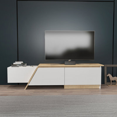 Decorotika Zonas Tv Stand Tv Unit For Tvs Up To 55 Inch White And Sapphire Oak - image 1