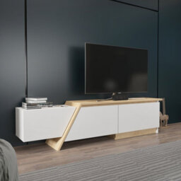 Decorotika Zonas Tv Stand Tv Unit For Tvs Up To 55 Inch White And Sapphire Oak - thumbnail 3