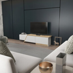Decorotika Zonas Tv Stand Tv Unit For Tvs Up To 55 Inch White And Sapphire Oak - thumbnail 4