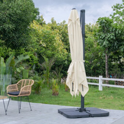 Living And Home 3M Large Square Canopy Rotatable Tilting Garden Rome Umbrella Cantilever Parasol With Square Fillable Base, Beige - thumbnail 6