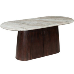 Ajmer Natural Marble Stone Oval Dining Table With Storage 6 To 8 Seater 170Cm - thumbnail 2