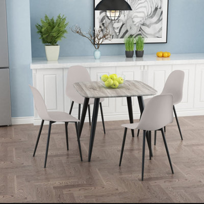 Core Products Aspen Grey Oak Effect 80Cm Square Dining Table With 4 Calico Plastic Curve Design Chairs - image 1