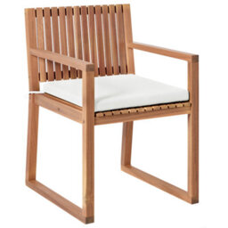 Beliani Living Set Of 2 Cushioned Garden Dining Chairs In Light Brown Acacia Wood With Off-White Cushions - thumbnail 3