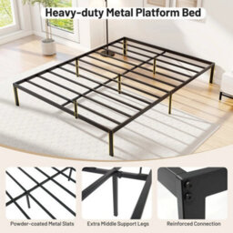King Size Metal Bed Frame 30Cm Platform Bed-Black - thumbnail 6