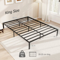King Size Metal Bed Frame 30Cm Platform Bed-Black - thumbnail 2
