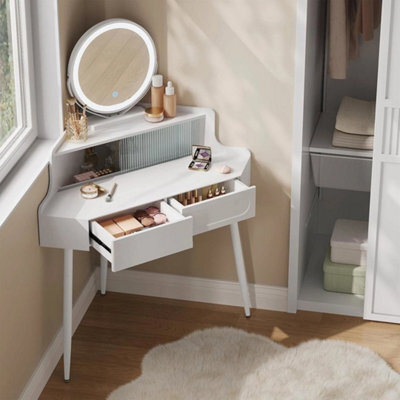 Woltu Dressing Table Corner Vanity Makeup Desk With Mirror 3-Color Led Lights - image 1