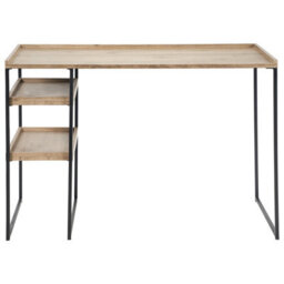 Pacific Lifestyle Gallery Natural Wood Veneer And Black Metal Desk