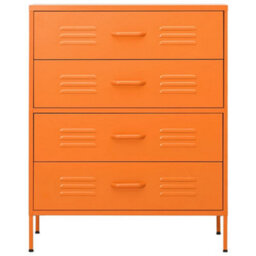 Berkfield Chest Of Drawers Orange 80X35X101.5 Cm Steel - thumbnail 3
