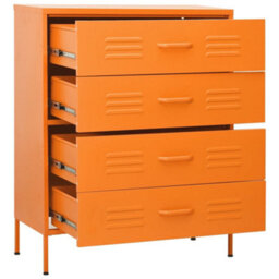 Berkfield Chest Of Drawers Orange 80X35X101.5 Cm Steel - thumbnail 7
